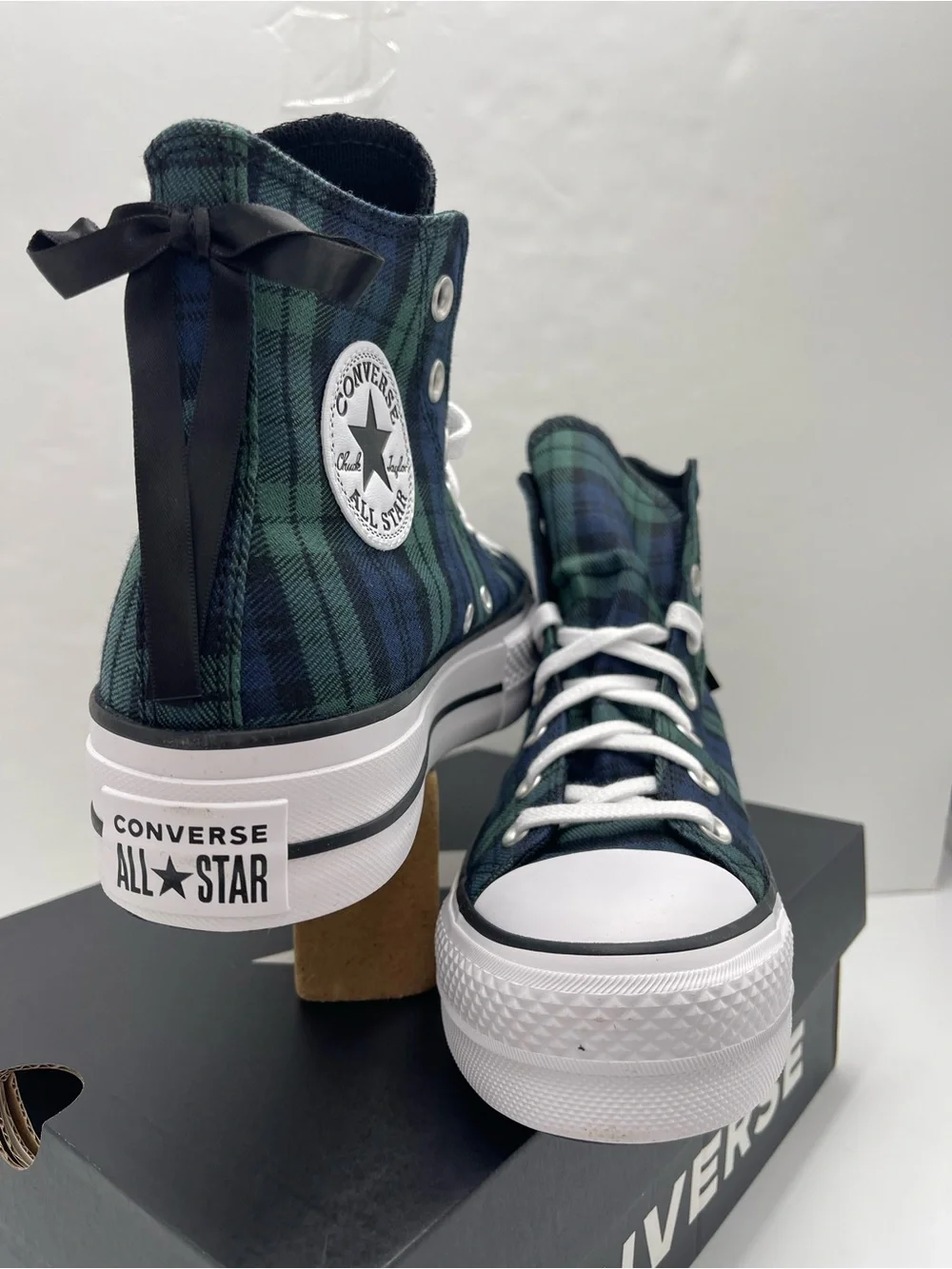 Converse A13879C CTAS LIFT HI NAVY/BLACK/WHITE Platform Sneakers Plaid